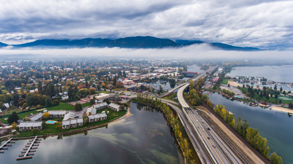 Sandpoint Under the Clouds - Drone